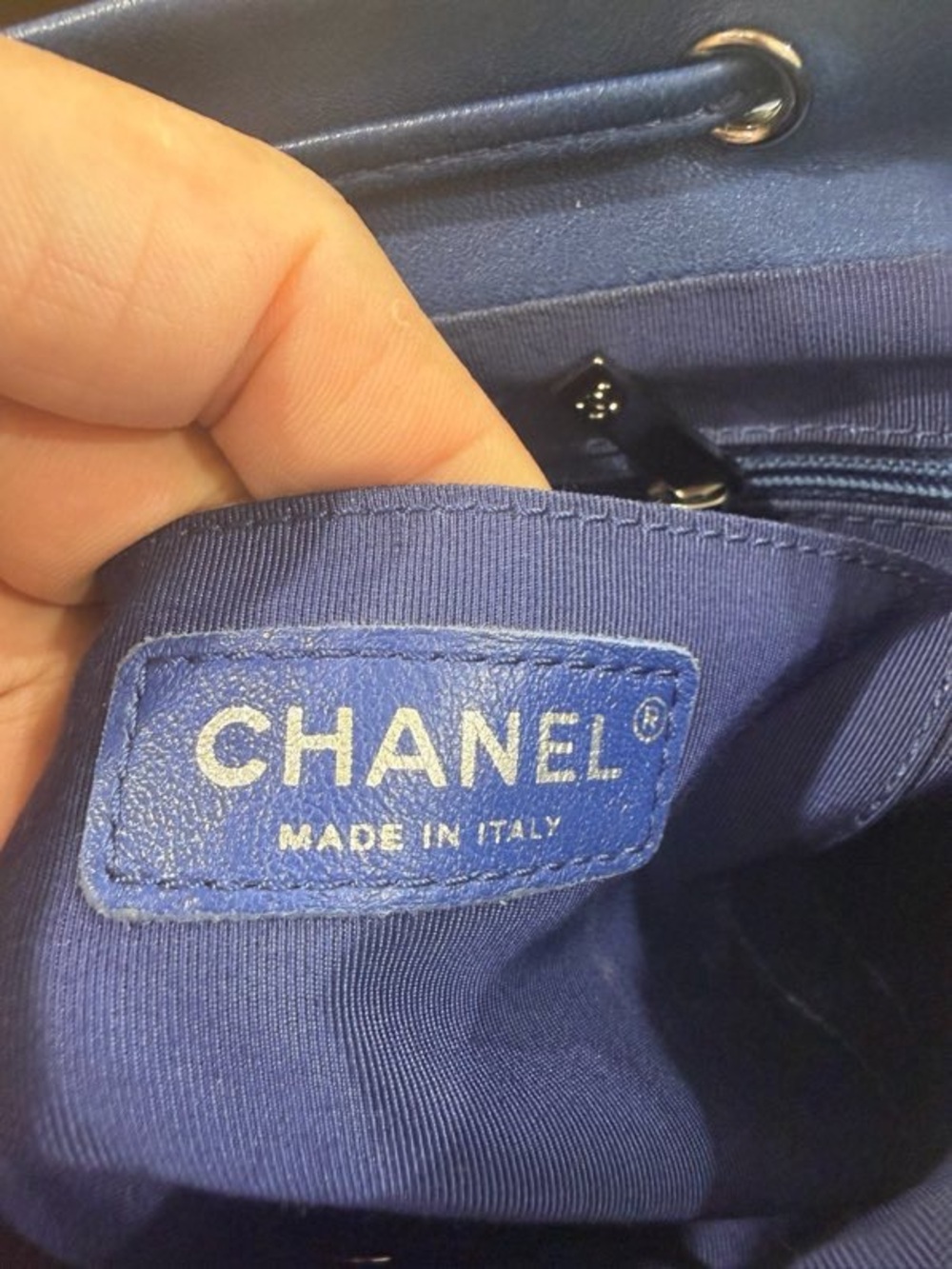 CHANEL Quilted Lambskin Backpack in Blue with Silver Hardware - Picture 7 of 8